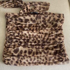 Zara Brown Leopard Print Tube Top
